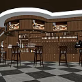 Elegant Modern Bar Interior With Dark Wooden Counter Wine Racks High Stools And Ambient Lighting