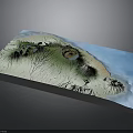 3D Terrain Model Displaying Mountains Ocean Islands And Green Vegetation