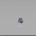 Vintage Computer System With Retro Monitor And Blue Screen