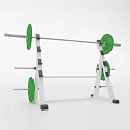 Sturdy White Barbell Rack With Green Weight Plates And Multiple Storage Bars