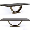 Elegant Modern Dining Table With Dark Wood Top And Circular Metal Base Design