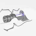 Innovative White Tech Device Design With Blue Light And Black Mechanical Supports