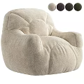 Lazy Sofa Beige Plush Velvet Soft Comfortable Rounded Seating for Living Room