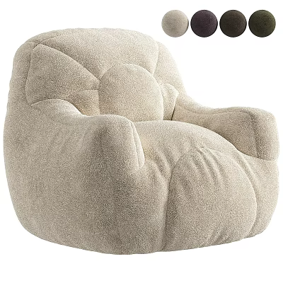 Lazy Sofa Beige Plush Velvet Soft Comfortable Rounded Seating for Living Room 3d model