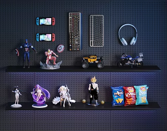 E-sports cartoon character keyboard headset 3d model