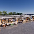 Commercial Equipment For Outdoor Market Stalls With Canopies Wooden Shelves And Merchandise Displays