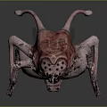 Red Insect Monster Game Movie Character With Multiple Limbs Wings Body Holes And Spiked Limbs