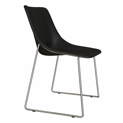 Modern Black Chair With Metal Legs And Minimalist Design For Home Office 3d model