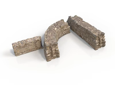 Ancient Building Stone Arch Components With Curved Design And Textured Surface 3d model