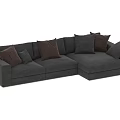 Modern Sectional Sofa With Gray Upholstery Brown Pillows And Comfortable Design 3d model