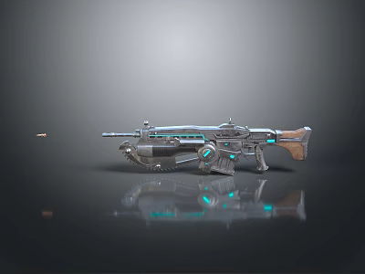 Futuristic Sci Fi Rifle With Glowing Blue Accents Metallic Body And Tactical Design 3d model