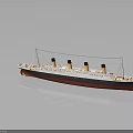Classic Cruise Ship Model with White Hull Black Smokestacks and Red Accents