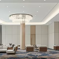 Modern Station Lobby With Large Floor to Ceiling Windows White Wooden Walls And Crystal Chandelier