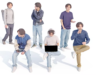 Boys Men Teenagers Handsome Men Beautiful Men Flower Beautiful Men Standing People Sitting People Teenagers Students Teachers Classroom Children Leisure People 3d model