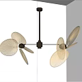 Modern White Chandelier With Leaf Shaped Design And Metal Frame Structure 3d model