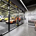 4S Car Showroom Displaying Cars in Spacious Interior with Modern Lighting and Glass Walls