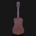 Wooden Acoustic Guitar With Artistic Carved Details For Musical Instrument And Art Supplies