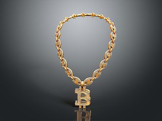 Modern Necklace Gold Necklace Thick Necklace Large Gold Necklace 3d model