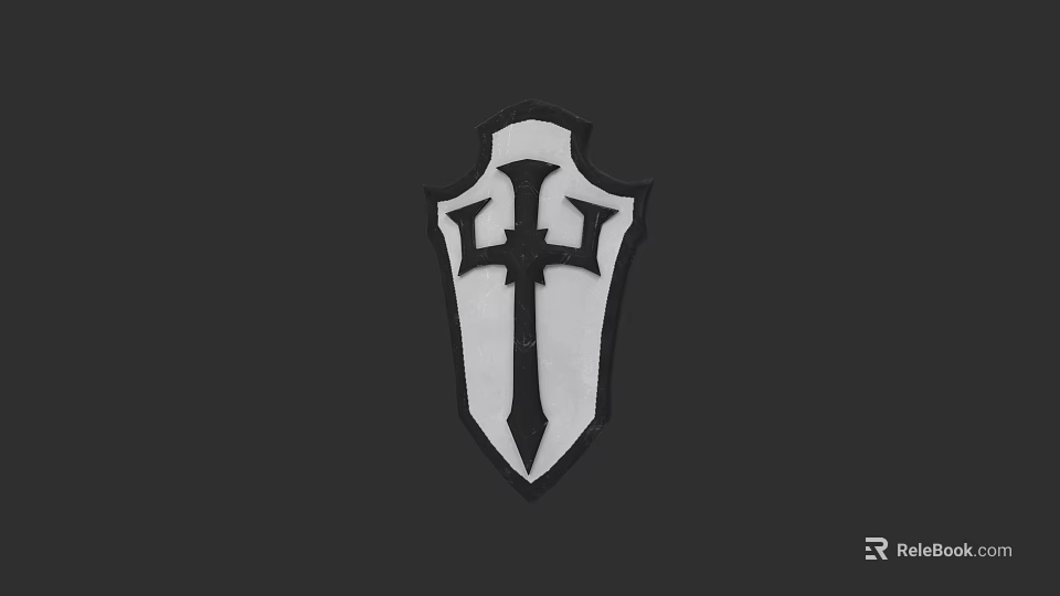 Black White Electronic Appliance Shield Emblem With Cross And Sword 3d model 