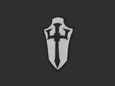 Black White Electronic Appliance Shield Emblem With Cross And Sword 3d model