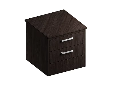 Modern Dark Wooden Nightstand With Two Drawers And Silver Handles 3d model
