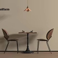 Modern Minimalist Leisure Chairs With Woven Design Metal Frame Wooden Table And Pendant Light