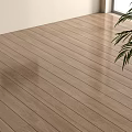 Modern Interior With Light Brown Wooden Floor And Natural Texture Palm Leaf Plant