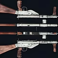 Vintage Rifle With Wooden Stock And Metal Barrel Displayed On Black Background