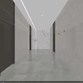 Modern Light Luxury Elevator Corridor With Full Marble Decoration And Soft Recessed Ceiling Lighting Design