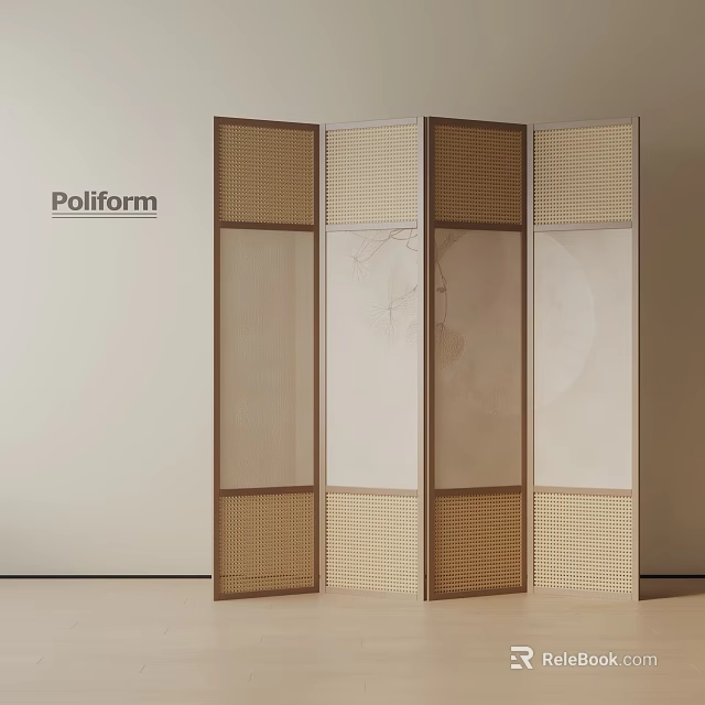 Modern Stylish Room Divider Design With Woven Panels And Transparent Sections 3d model 