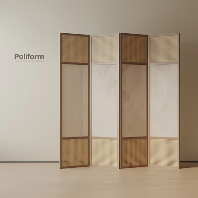 Modern Stylish Room Divider Design With Woven Panels And Transparent Sections 3d model