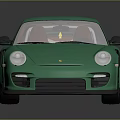 Glossy Light Green Sports Car Featuring Rear Spoiler Black Rims And Reflection