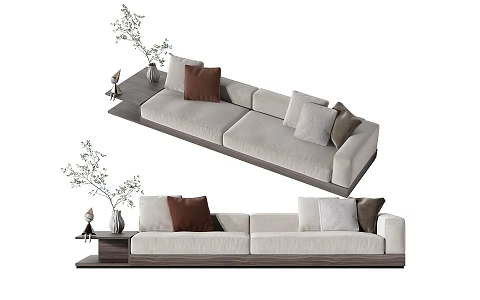 Modern double sofa multiplayer sofa 3d model