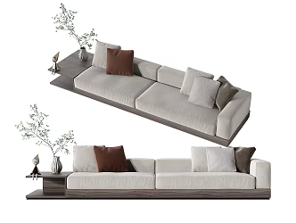 Modern double sofa multiplayer sofa 3d model