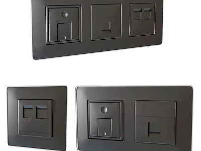 Modern Black Switch Panel With Sleek Design And Multiple Switches Sockets 3d model