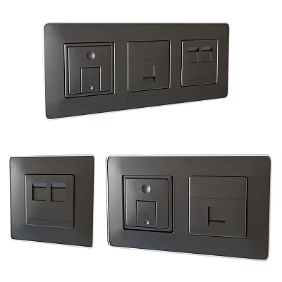 Modern Black Switch Panel With Sleek Design And Multiple Switches Sockets 3d model