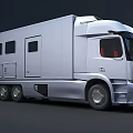 Mercedes Modern Silver Camper Truck With Streamlined Body And Functional Windows Design