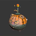 Cute Pumpkin Shaped Doll With Orange Green Body And Antenna Top Decoration