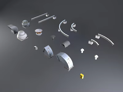 Assorted Air Conditioner Air Vents Components And Parts With Different Designs Collection 3d model