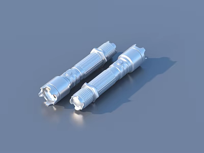 Silver Portable Flashlights With Durable Metal Body For Daily Household Use 3d model