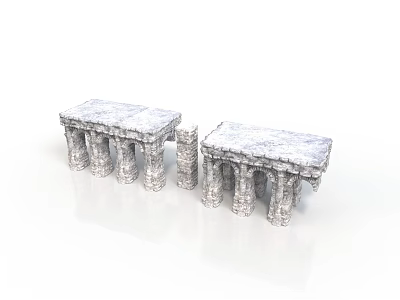 Ancient Classical Stone Architectural Ruins With Broken Columns And Weathered Surface 3d model