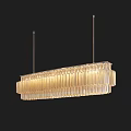 Elegant Modern Rectangular Crystal Chandelier With Warm Light And Hanging Pendants 3d model