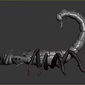 Detailed Silver Scorpion 3D Model With Red Legs On Dark Background 3d model
