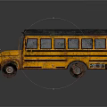 Yellow School Bus Rusty Vintage Exterior With Dark Roof And Stripes