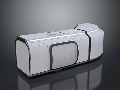 Modern Sleek Tech Device With White Body Black Frame And Transparent Window Top Section Design 3d model