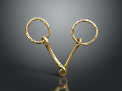 Golden Metal Ring Shaped Household Item With Intricate Decorative Design 3d model