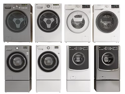 Stylish Washing Machines In Multiple Colors And Modern Designs For Home 3d model