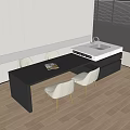 Modern Dining Table Set With Black Tabletop White Chairs And Gold Legs In Kitchen