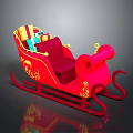 Festive Red Christmas Sleigh with Colorful Gift Boxes and Golden Accents