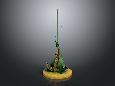 Decorative Anchor Model with Yellow Base for Water Transport Vessels 3d model